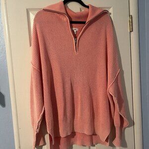 Aerie Pink Beyond Quarter Zip Sweater